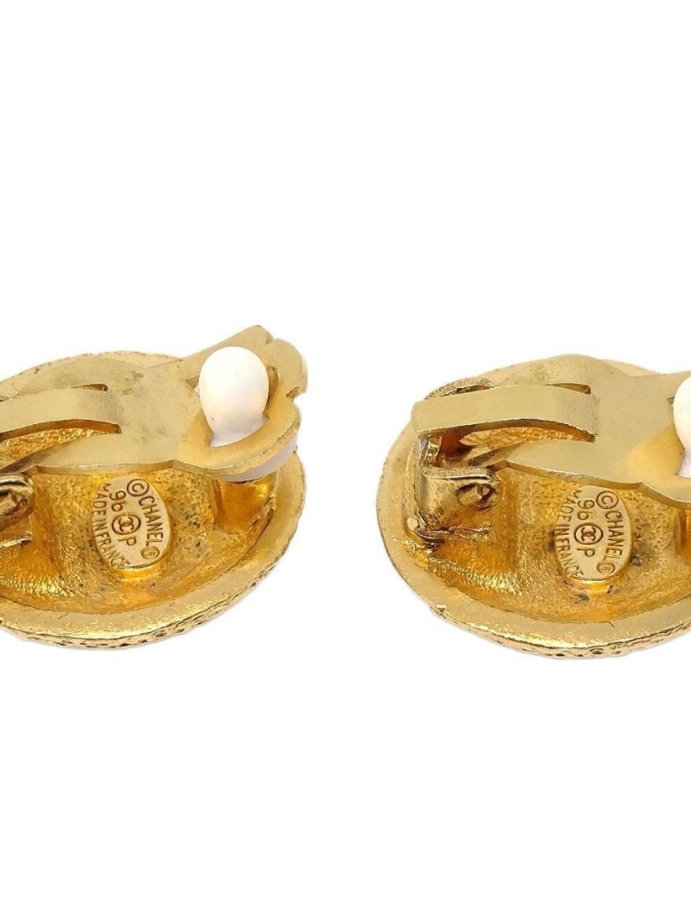 Chanel Button Clip-On Earrings Gold 96P 136264 - Picture 7 of 8